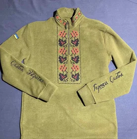 Капюшонки и спортивные кофты с полной запечаткой: Вишиванка Виноград олива